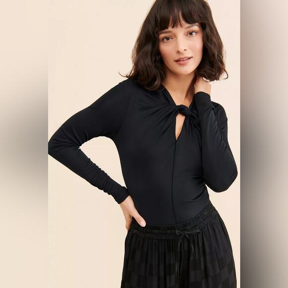 FARM Rio Twist-Front Cutout Bodysuit Black L